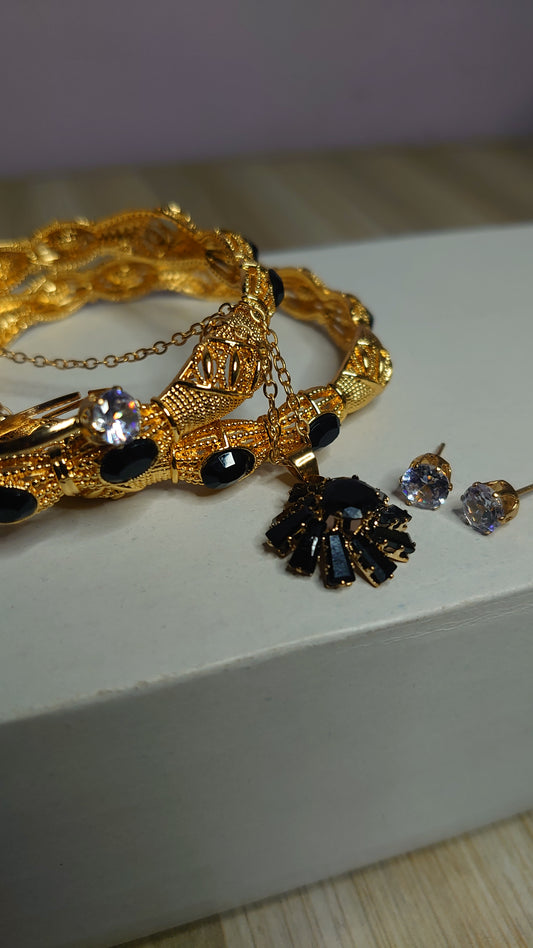 Zircon jewelry combo with necklace, ring, bangles, and earrings – premium set for women by Zivaya