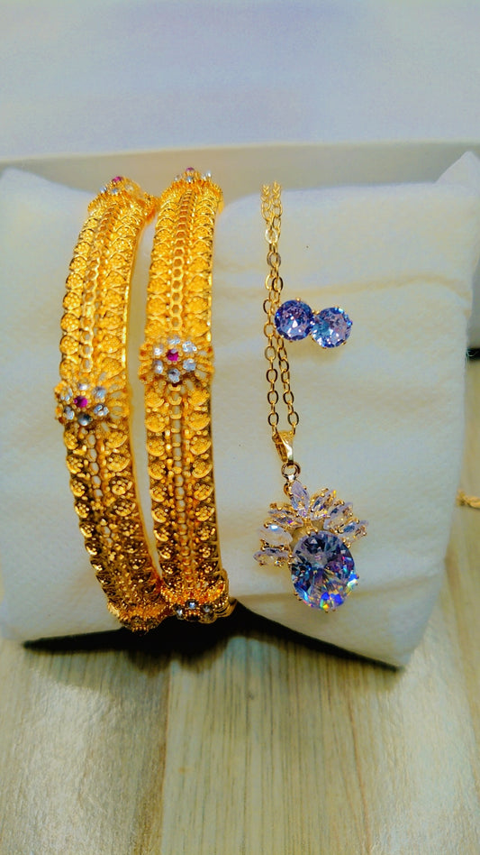 Elegant white zircon jewelry set for women – includes matching necklace, earrings, and bangles, perfect for festive wear and gifting in Pakistan