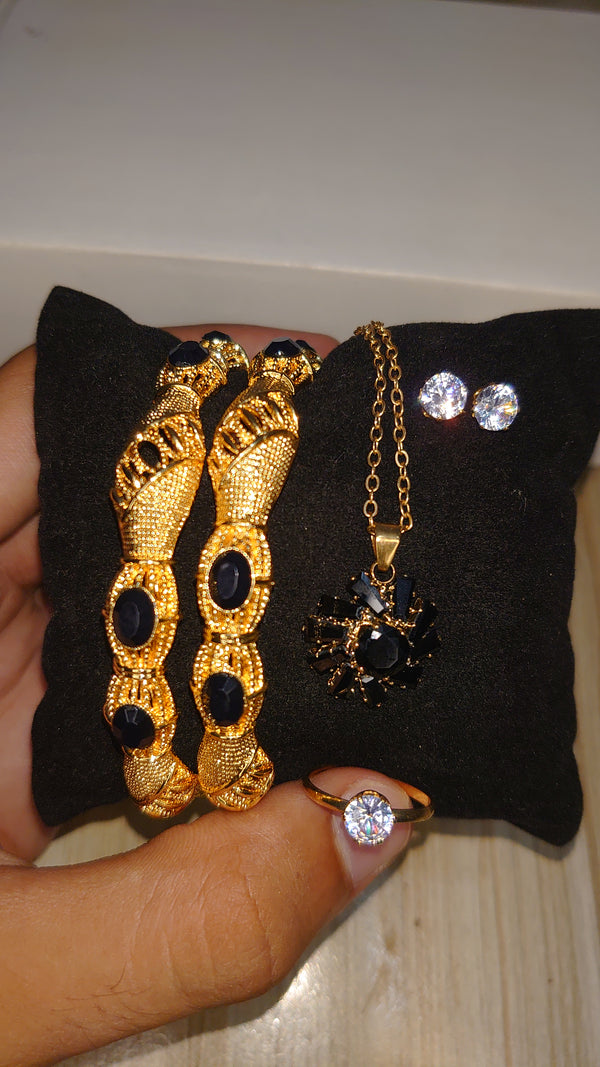 Zircon jewelry combo with necklace, ring, bangles, and earrings – premium set for women by Zivaya