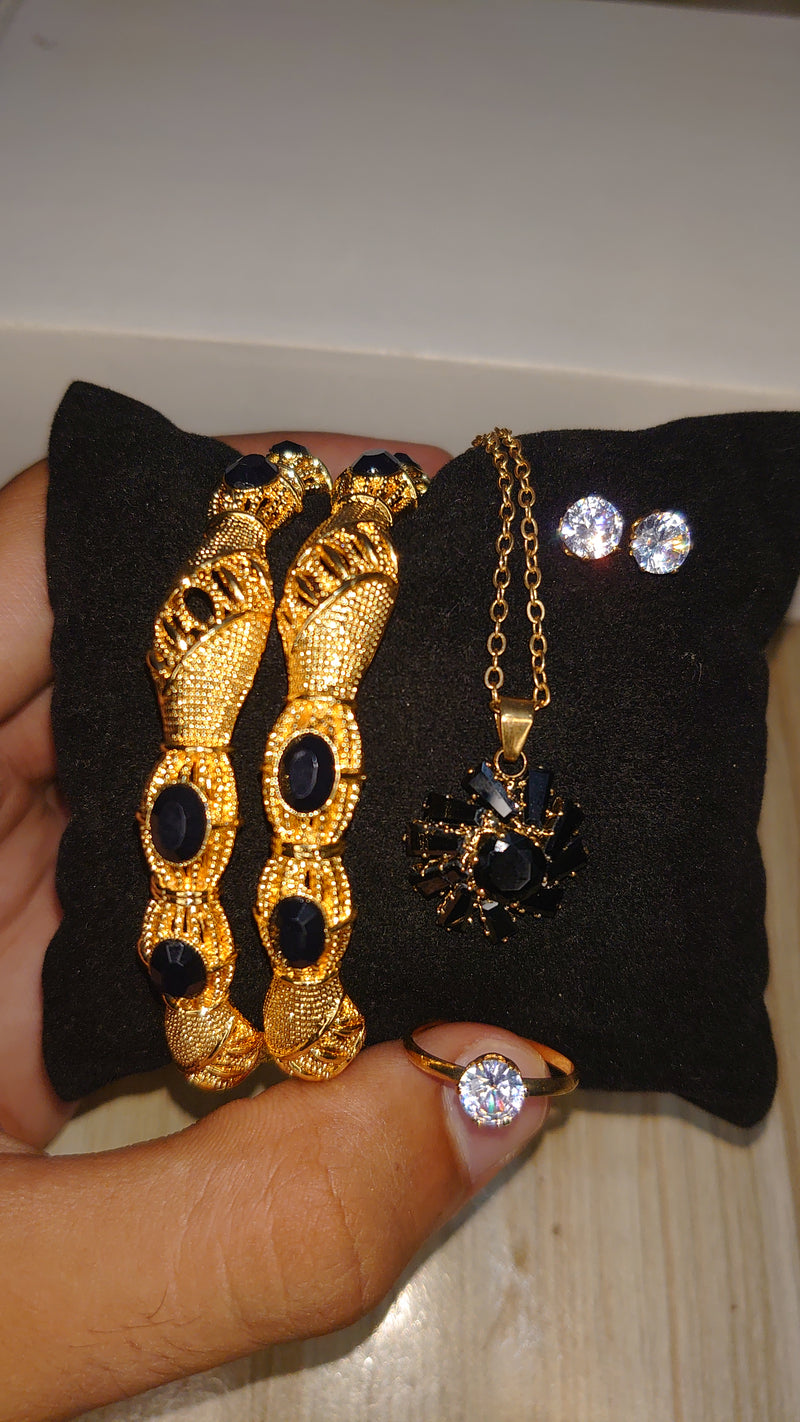 Zircon jewelry combo with necklace, ring, bangles, and earrings – premium set for women by Zivaya